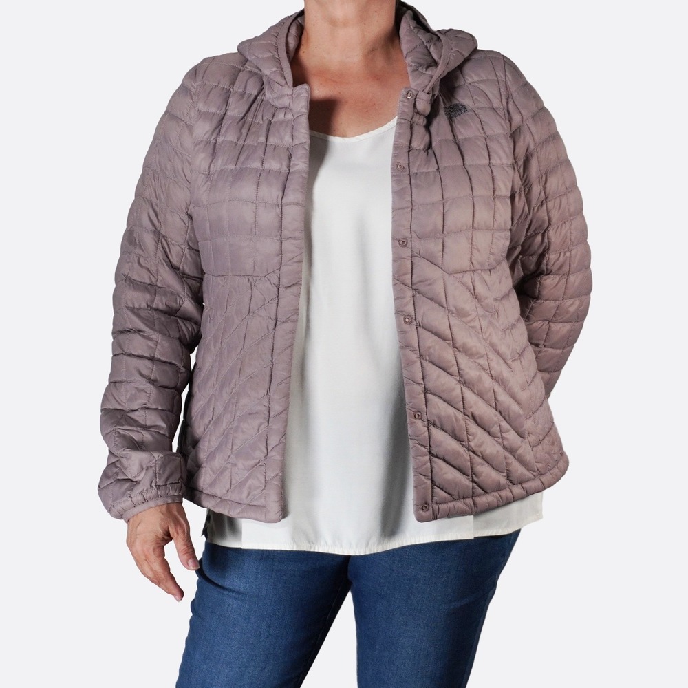 The North Face ThermoBall Hooded Puffer Jacket L Tall Dusty Lavender Gorpcore
